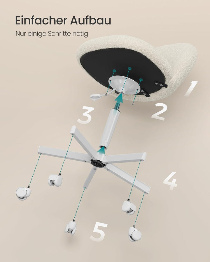 SONGMICS Homeoffice-Stuhl, Schminkstuhl aus Fleece, Schreibtischstuhl, Schaumstoffpolsterung, höhenv