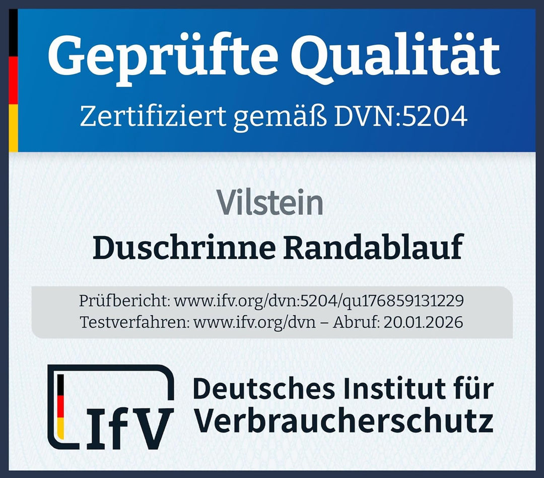 VILSTEIN Duschrinne 40cm, Edelstahl Bodenablauf Komplettset, extra flach, Siphon mit Geruchsstop, Ha
