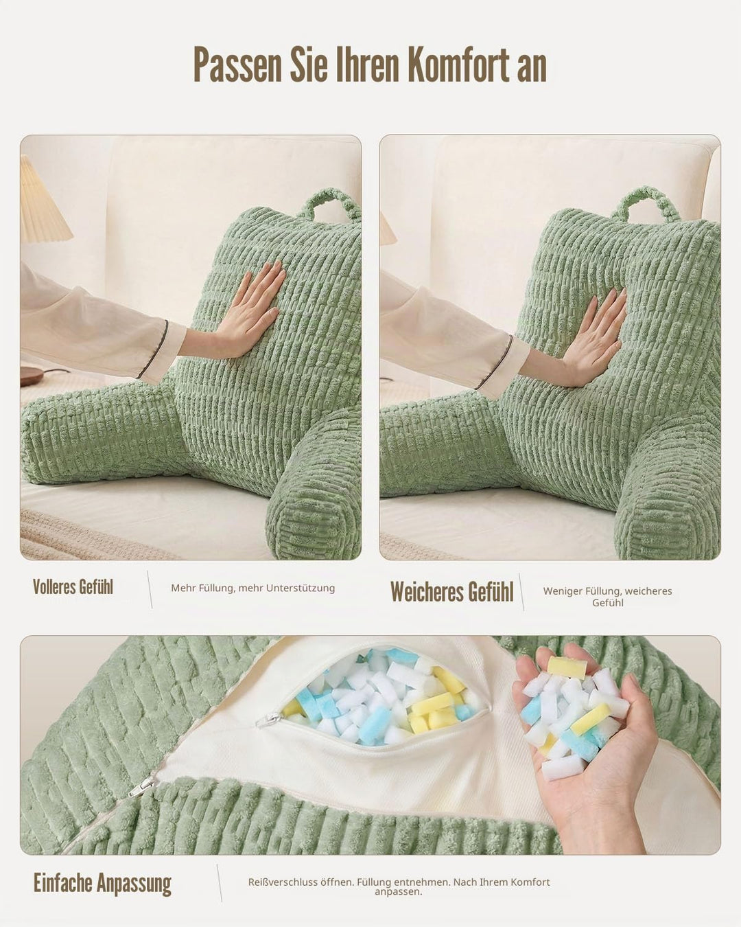 Blissful Diary Lesekissen, Rückenlehnenkissen mit zerkleinertem Memory-Schaum für Erwachsene &amp; Kinde