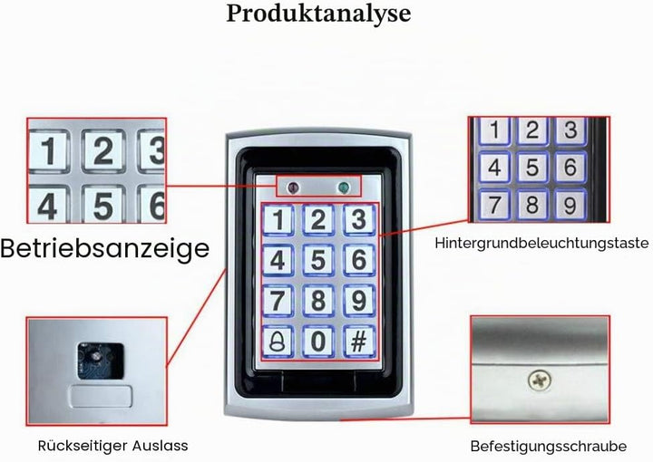 YAVIS RFID Metall Codeschloss Türöffner Tastatur Zugangskontrolle System Kit Set 125 kHz EM Kartenle