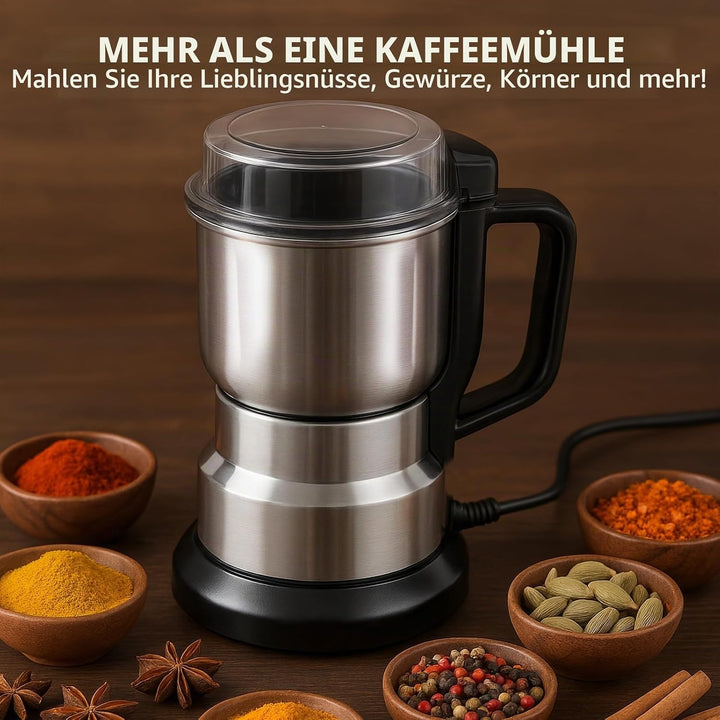 Getreidemühle Multifunktionale 500ml, 300W Edelstahl Gewürzmühle Ultrafeine Kaffeemühle, Elektrische