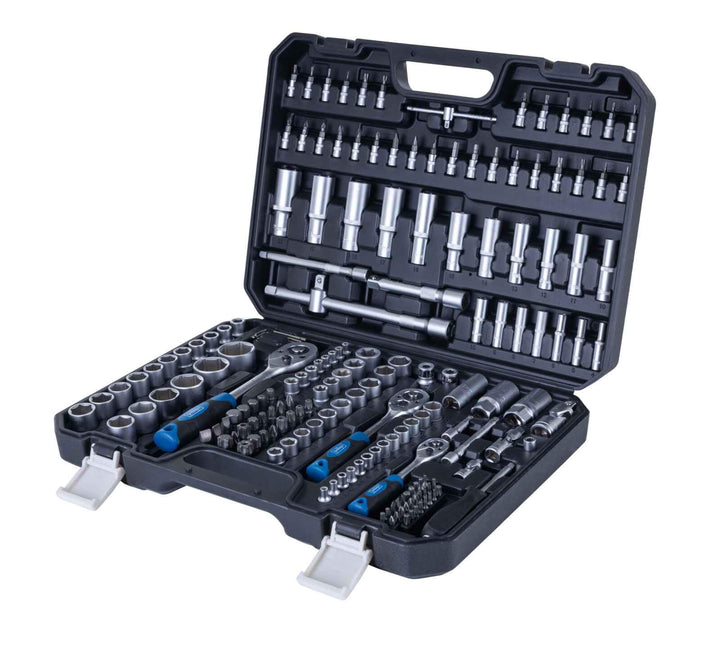 Scheppach Werkzeugkoffer TB180 Steckschlüsselsatz 180-tlg | 1/4"+3/8"+1/2" Ratschen, Verlängerung, S