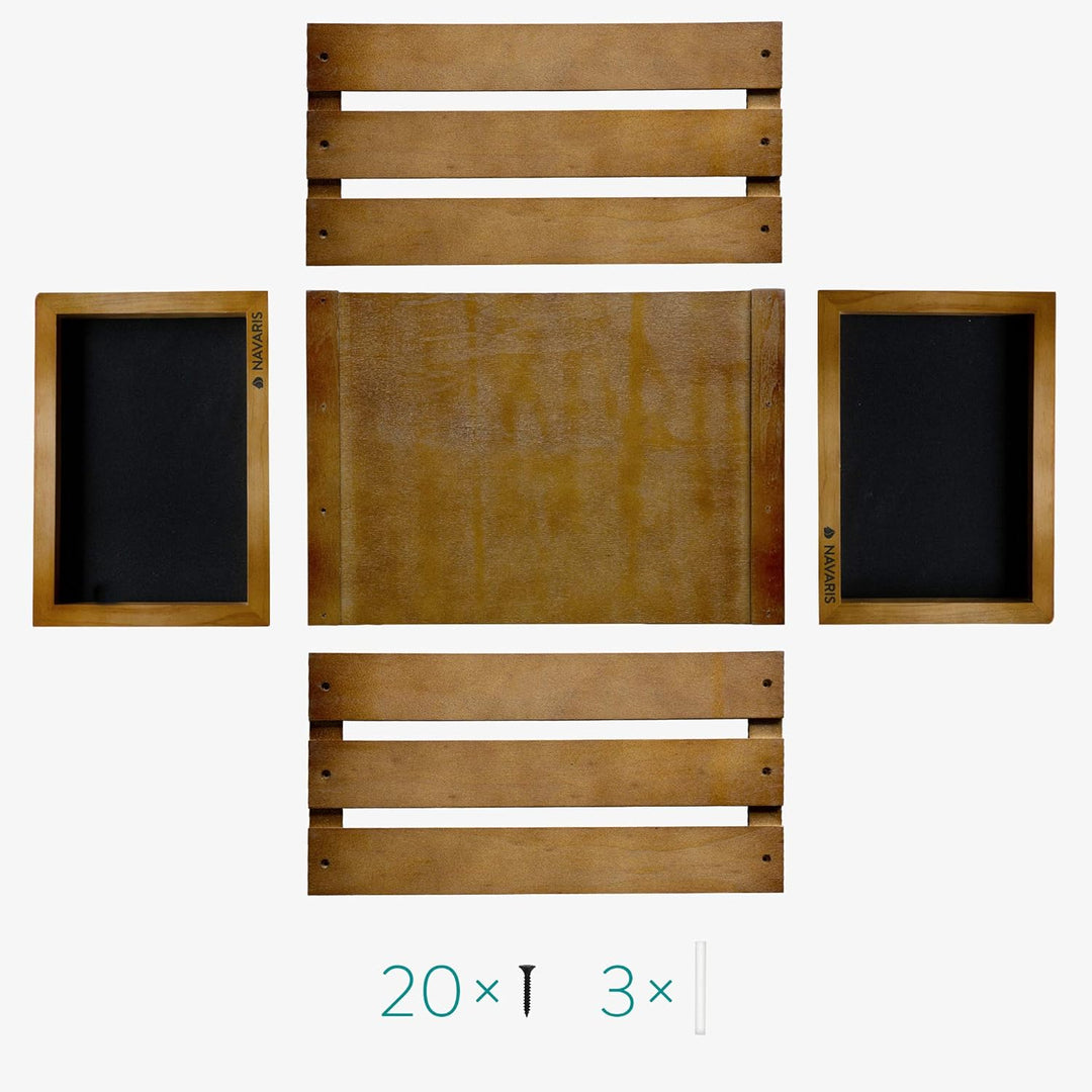 Navaris Holz Schallplatten Kiste mit Kreidetafel - 42,9 x 34,4 x 22,9 cm - für bis zu 80 LP Platten