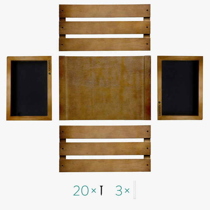 Navaris Holz Schallplatten Kiste mit Kreidetafel - 42,9 x 34,4 x 22,9 cm - für bis zu 80 LP Platten
