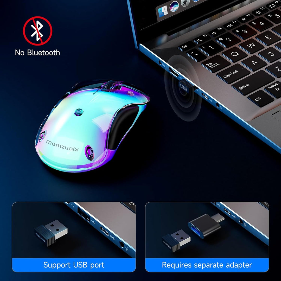 memzuoix LED Kabellose Maus – Wiederaufladbare 2.4G Optische Maus mit Magnetischer Abdeckung, Sanfte