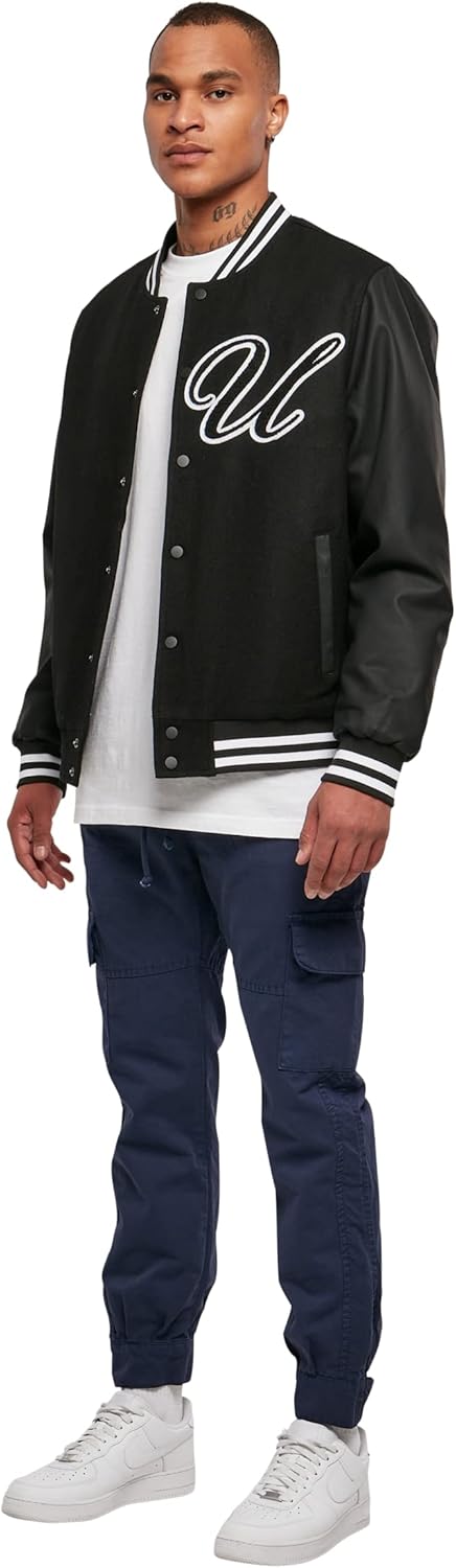 Urban Classics Herren Big U College Jacket M Schwarz, M Schwarz