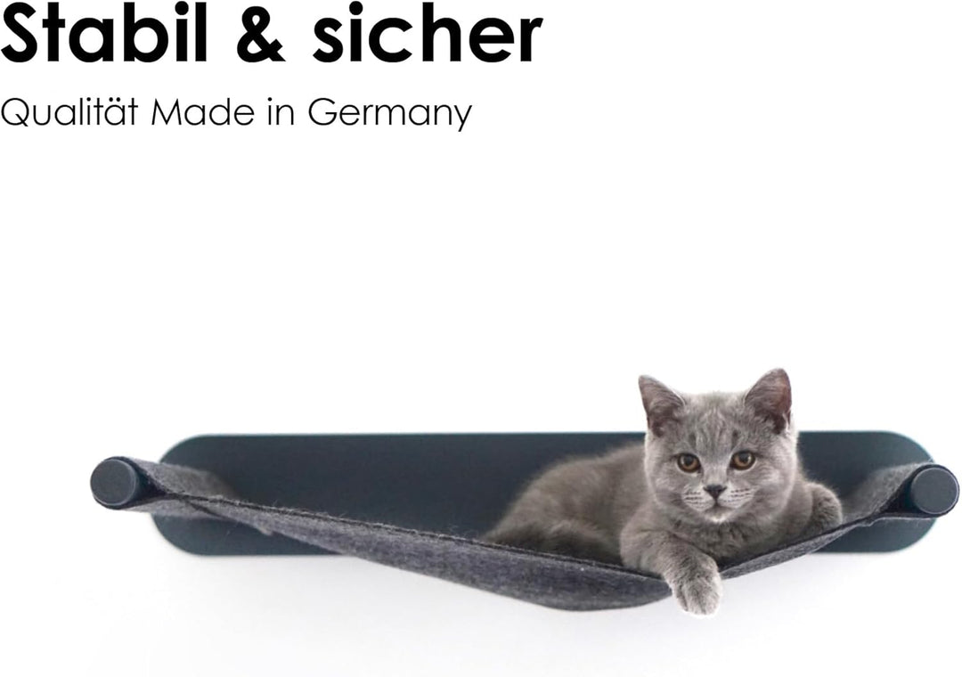 LucyBalu® Katzenhängematte mit natürlichem Filz | Hängematte für Katzen als Katzenbett an der Wand I