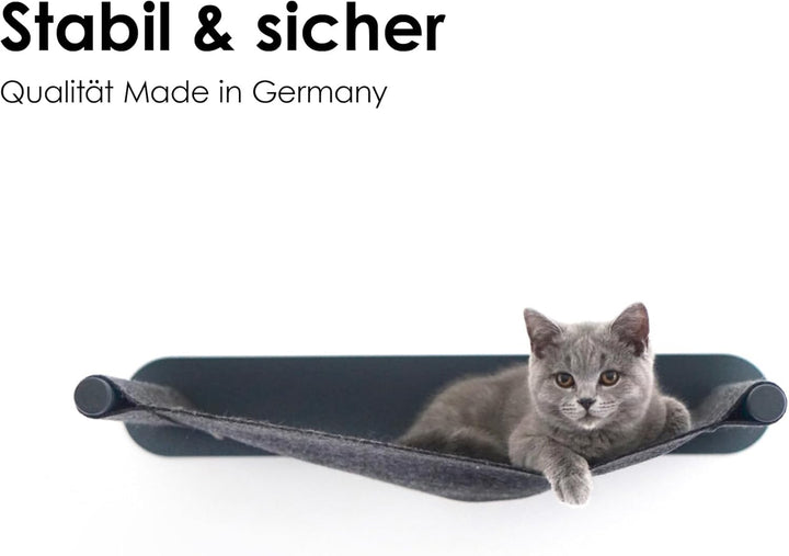 LucyBalu® Katzenhängematte mit natürlichem Filz | Hängematte für Katzen als Katzenbett an der Wand I