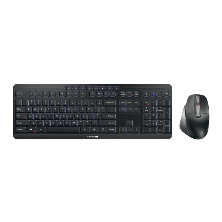 CHERRY Stream Desktop Ultimate, Kabelloses Multi-Device Tastatur-Maus-Set, US-Layout (QWERTY), Ergon