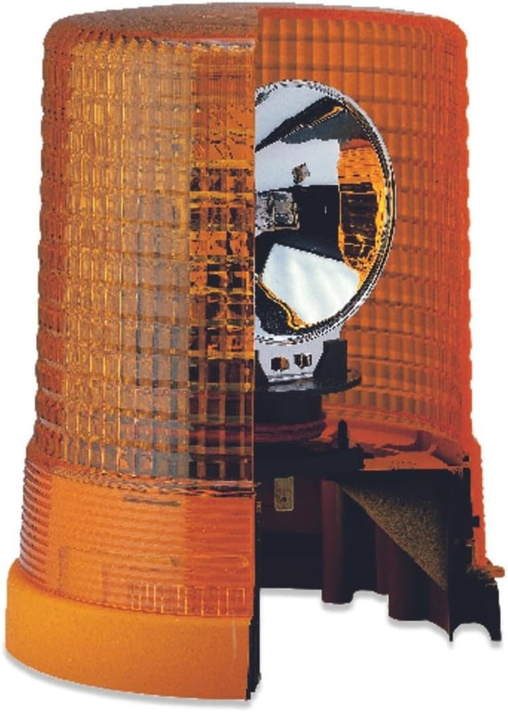 HELLA - Halogen-Rundumkennleuchte - KL 700 - 24V - gelb - rund - Anbau/geschraubt - Stecker: Flachst
