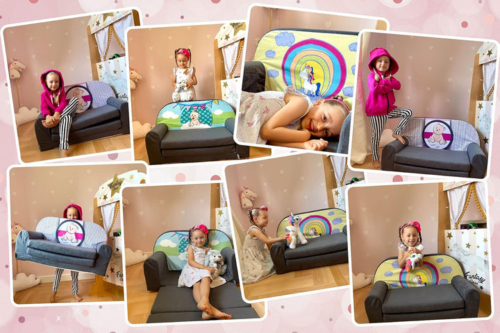 FORTISLINE Kindersofa Mini zum Aufklappen Viele Muster W386 (Surfing), Surfing