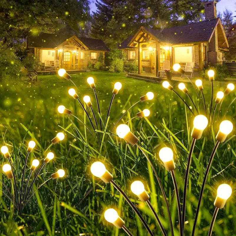 Aufgerüstet Firefly Solar Garden Lights, 4 Stück Glühwürmchen-Lichter, Wasserdichte Gartenkunst Feen