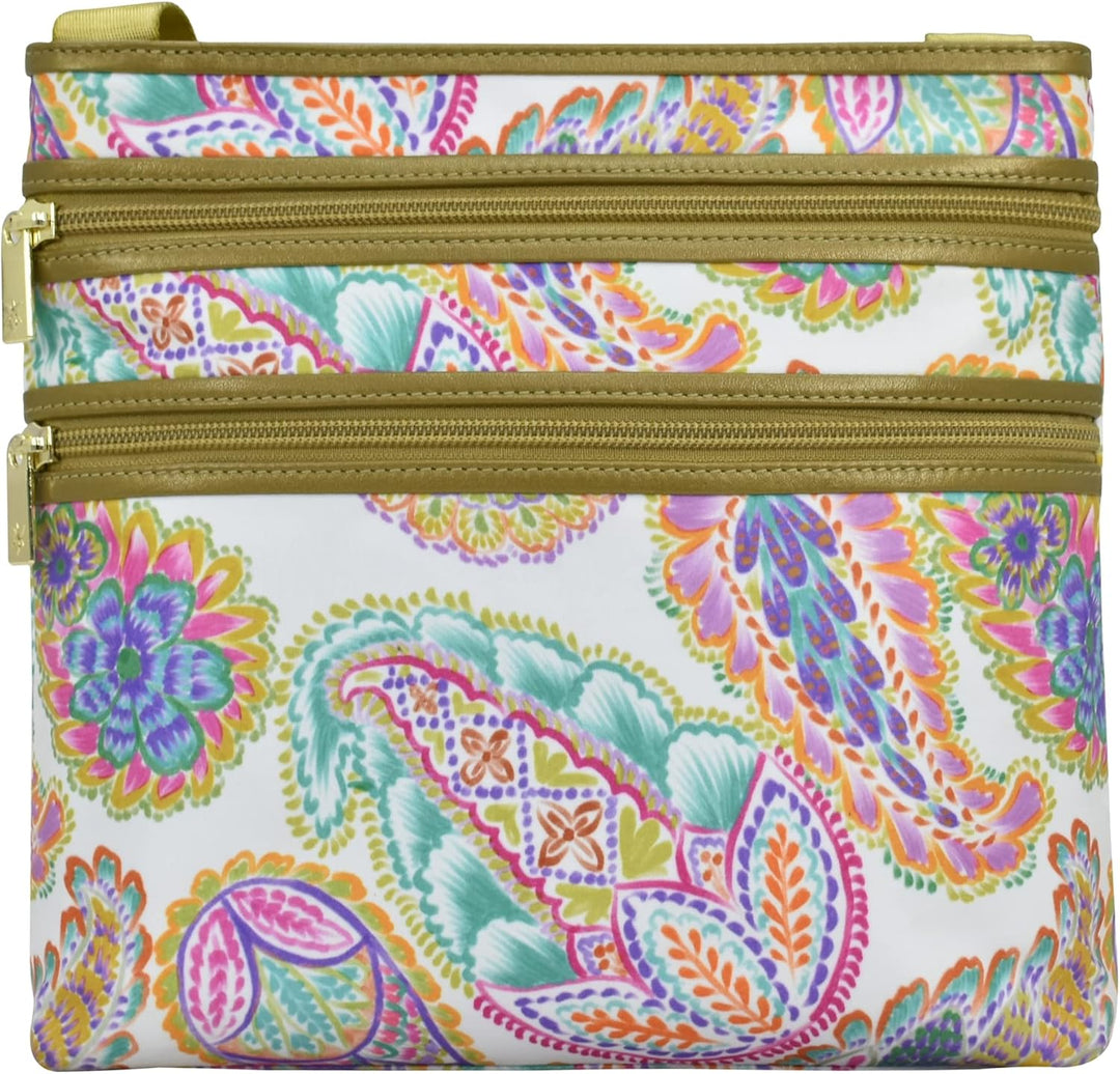 Anuschka Crossbody Tasche mit Einsteckfach - Wanderlust Kollektion - Nylonstoff mit Leder Trim und K