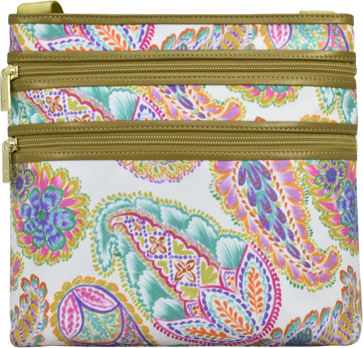 Anuschka Crossbody Tasche mit Einsteckfach - Wanderlust Kollektion - Nylonstoff mit Leder Trim und K