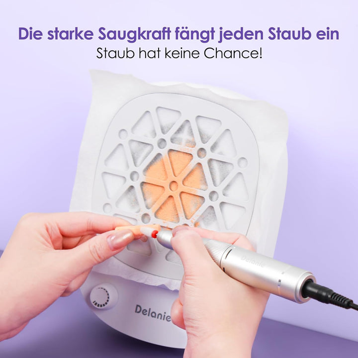 Delanie Nagelstaubsauger mit Filter, Wiederaufladbare Staubabsaugung für Nägel, Kabellose Nagel Stau
