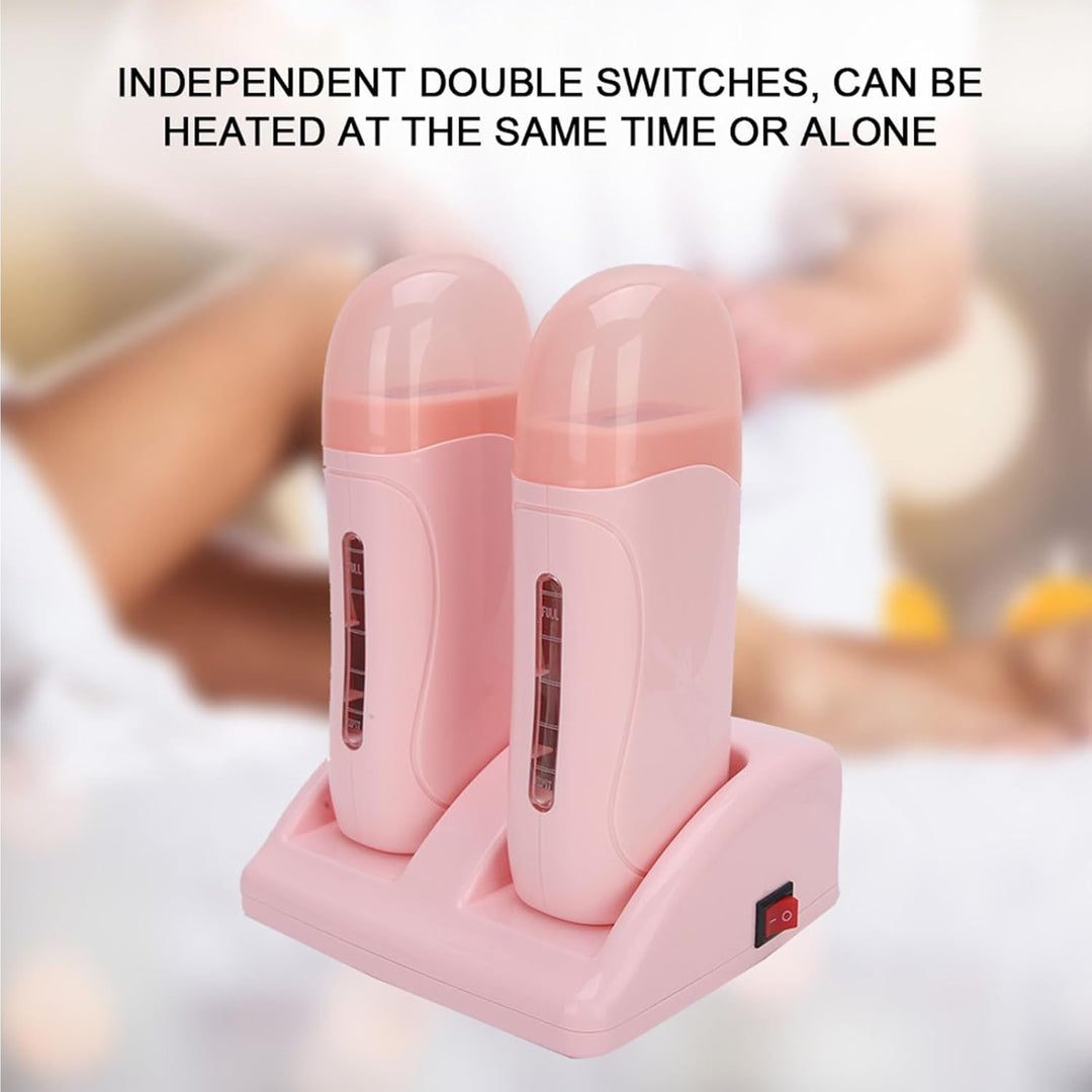 Wax Warmer, Wachserhitzer zum Aufrollen mit Doppelkartuschen, Wachserhitzer zur Haarentfernung - Ros