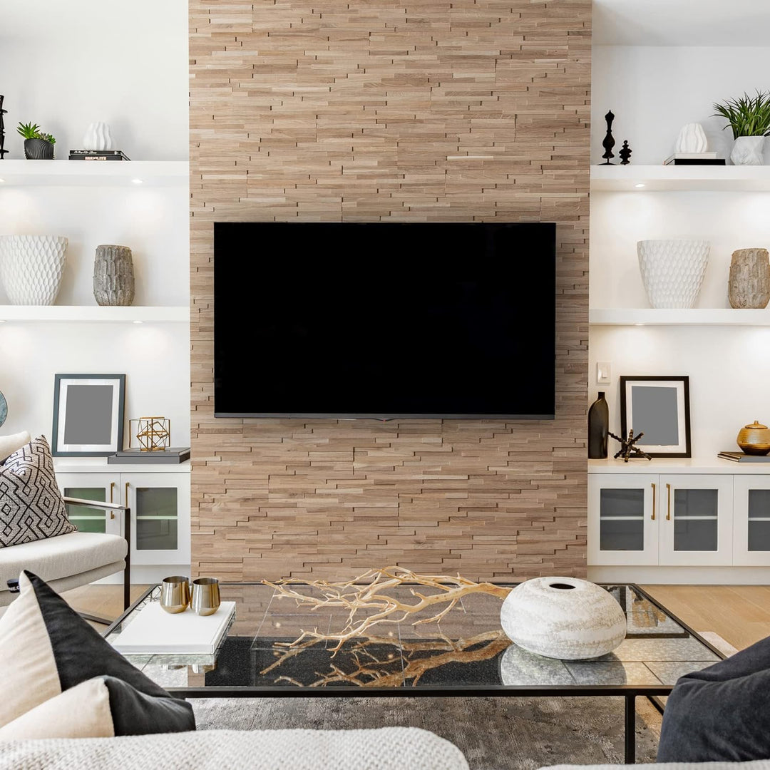 Wandverkleidung aus Holz 3D Optik Natürliches Eiche Holz Wandpaneele von Wooden Wall Design model AC