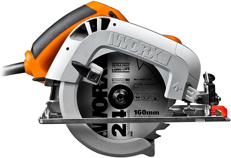 WORX WX425 Handkreissäge 1200W - zum Sägen von Holz, Aluminium & Stahl - präzise Gehrungsschnitte –