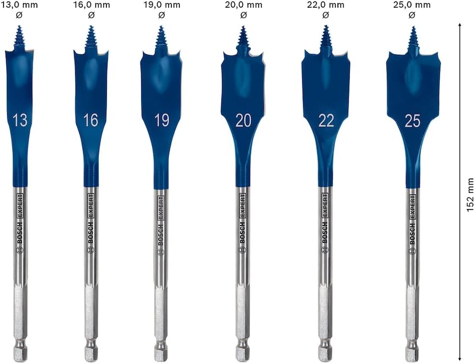 Bosch Accessories 6x Expert SelfCut Speed Flachfräsbohrer Set (für Weichholz, Grobspanplatte, Ø 13-2