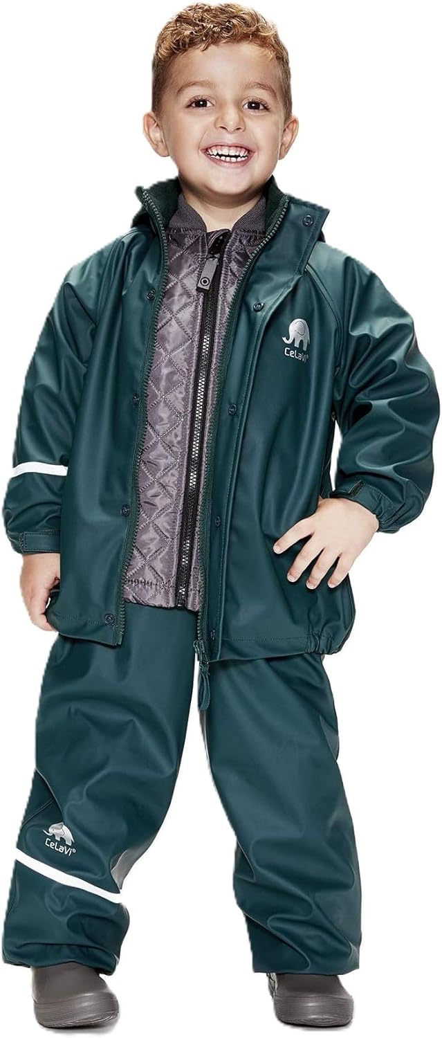 Celavi Jungen Celavi 2-piece Rain Suit in Many Colours Regenjacke, Grün (Ponderosa Pine 923), 3-4 Ja