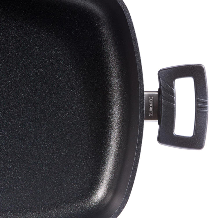 Eurloux Guss-Kasserolle 28 x 28 cm - Flache quadratische Universal Bratenkasserolle Aluguss mit Besc