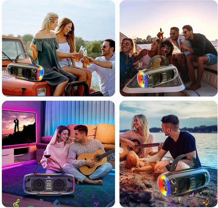 LILUOSUO Karaoke Maschine mit zwei drahtlosen Mikrofonlautsprechern, einem tragbaren Bluetooth PA-Sy