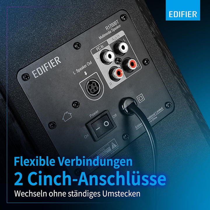 Edifier R1700BT BK Lautsprechersystem (66W) für TV/PC/Notebook/Tablet/Smartphone schwarz Black(Singl