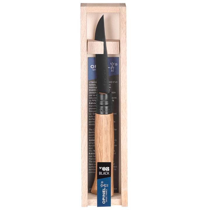 N°08 roble "black" edicion acero inoxidable con lama negra mango de roble