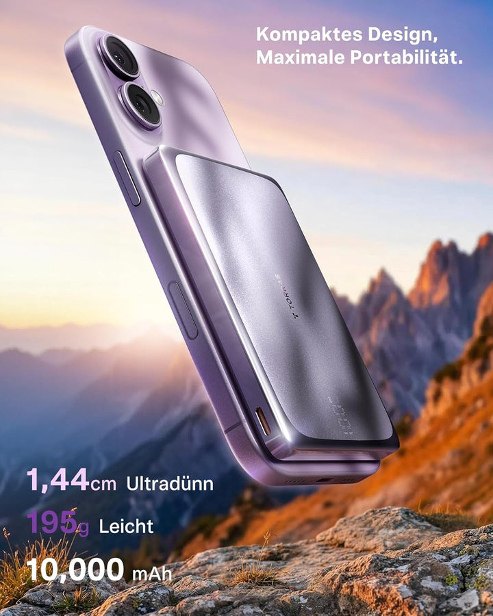 TORRAS MiniMag Pro Ultra Slim Powerbank 10000mAh, Magnetische Power Bank für Magsafe, Semi-Solid-Sta