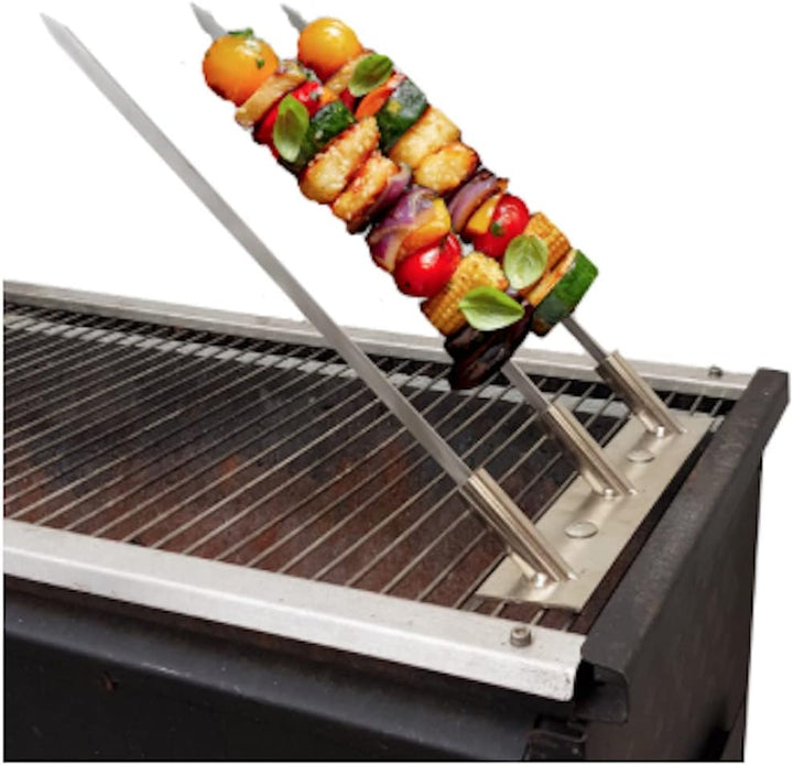 Serafin Verstellbarer Grillaufsatz aus Edelstahl – robuste Grillhilfe für Grillrost & Feuerschale, Z