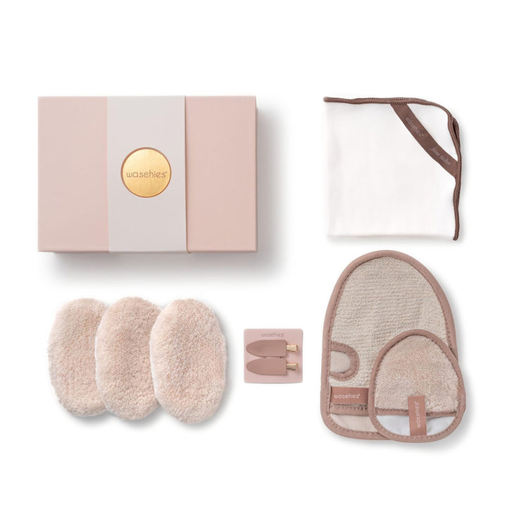 Waschies 8-tlg. „Self Care“ Geschenkset für Frauen – Geschenkbox mit Abschminkpads, Mini Waschhandsc