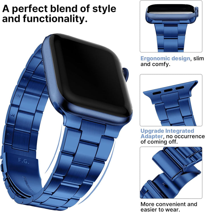 Fullmosa für Apple Watch Armband 41mm 40mm 38mm Edelstahl Metallarmband mit Uhrengehäuse für iwatch