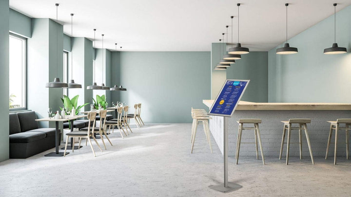 EUROPEL Infoständer mit A3 Klapprahmen - Drehbar im Hoch- oder Querformat - Ständer für Austauschbar