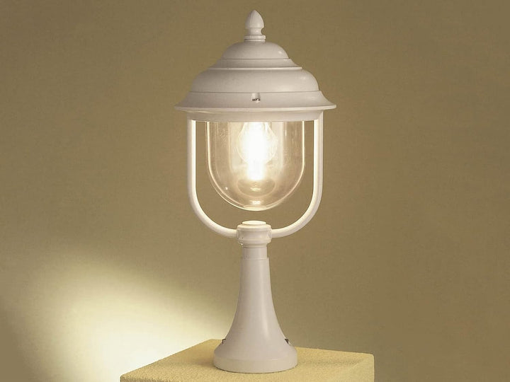 Konstsmide Landhaus LED Sockelleuchte, Laterne für aussen Höhe 54cm, weiss, Sockelleuchte