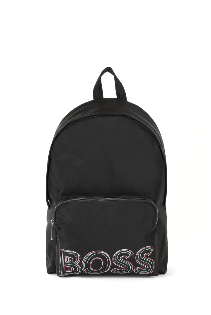 BOSS Herren Catch multi Backp Rucksack aus recyceltem Gewebe mit Reissverschluss und mehrfarbigem Lo