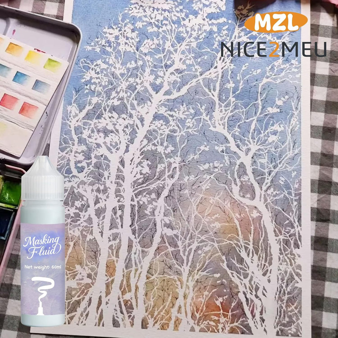 NICE2MEU 60 ml blaue Abdeckflüssigkeit für Aquarellmalerei, schnell trocknend und leicht zu reissen,