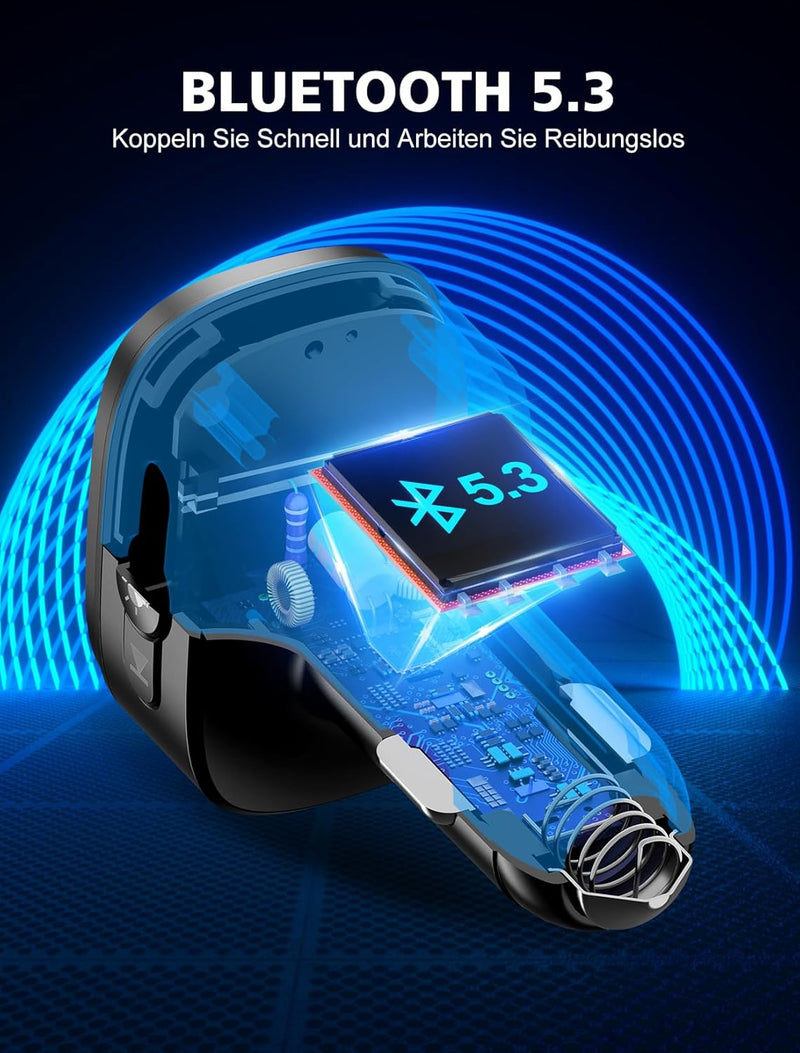 Mohard Bluetooth Adapter Auto, PD 18W&QC3.0 FM Transmitter Auto, 9 RGB Beleuchtungsmodi, 3 USB Ansch