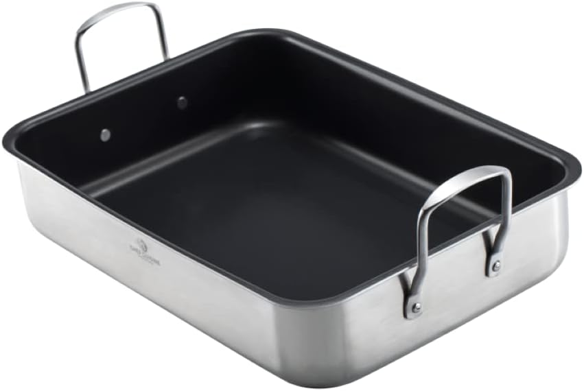 CHEF CUISINE Bräter Edelstahl mit Rost, für Backofen, 6 L, beschichtet, Induktionsgeeignet, Spülmasc