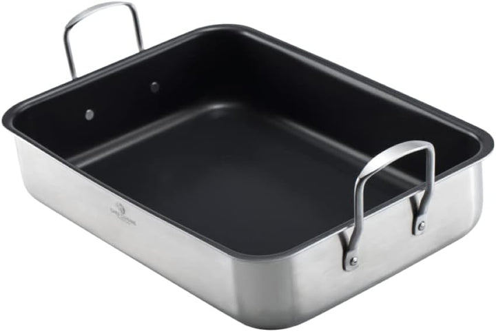 CHEF CUISINE Bräter Edelstahl mit Rost, für Backofen, 6 L, beschichtet, Induktionsgeeignet, Spülmasc