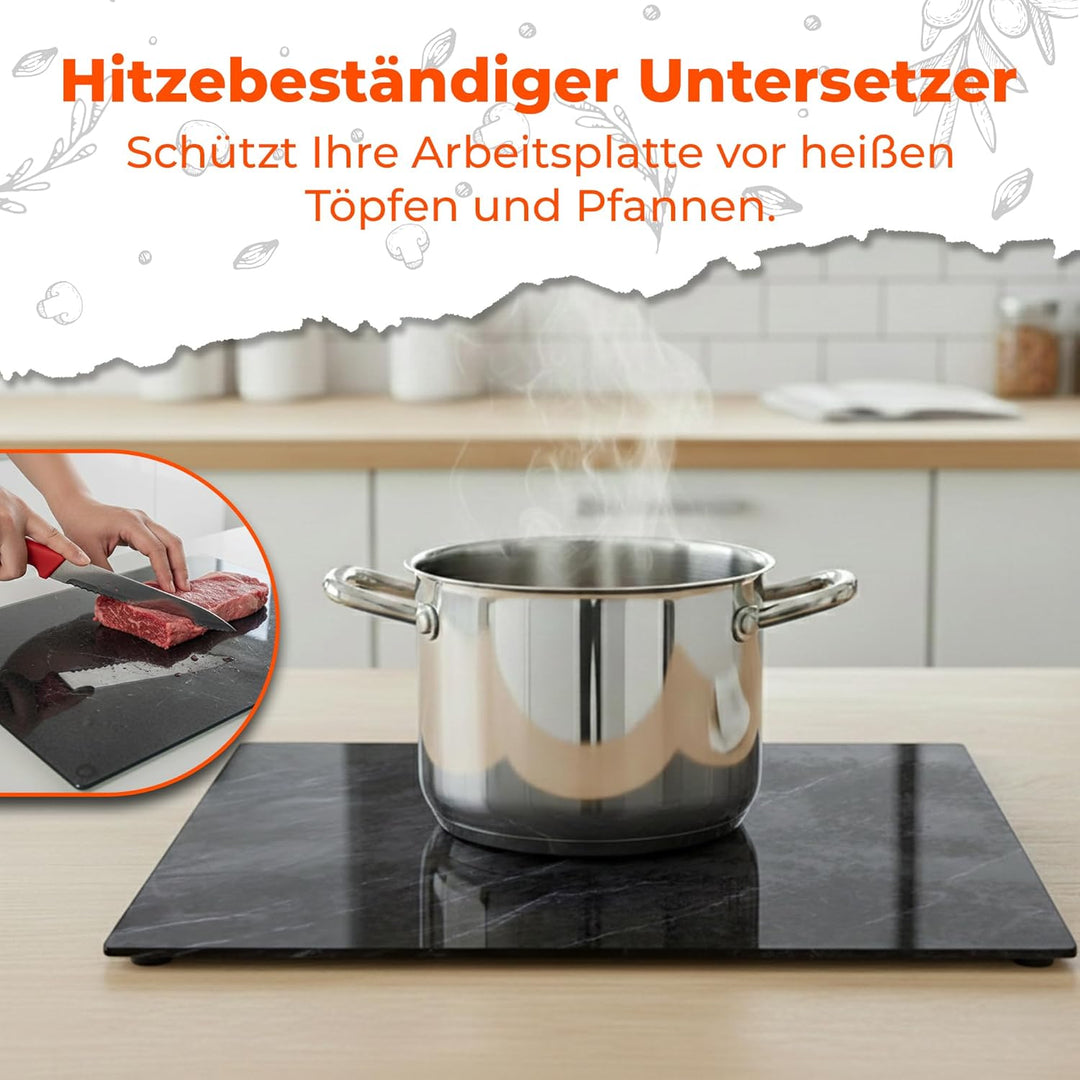 Glas Schneidebrett | 20 x 30 cm | Schneidebrett Glas für die Küche | Hygienisches Schneidebrett aus