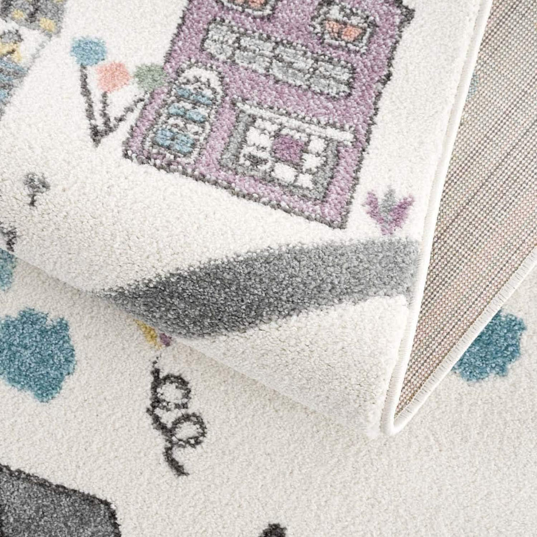 carpet city Kinderteppich - Strassen-Stadt-Motiv Creme Multi - Kinderzimmer Teppich Modern (80 cm x