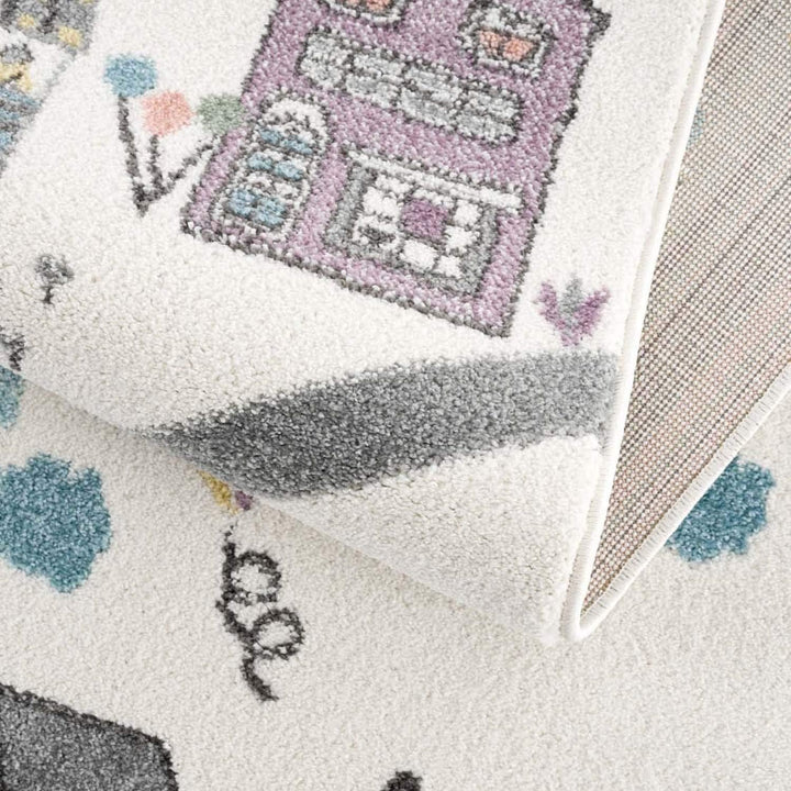 carpet city Kinderteppich - Strassen-Stadt-Motiv Creme Multi - Kinderzimmer Teppich Modern (80 cm x
