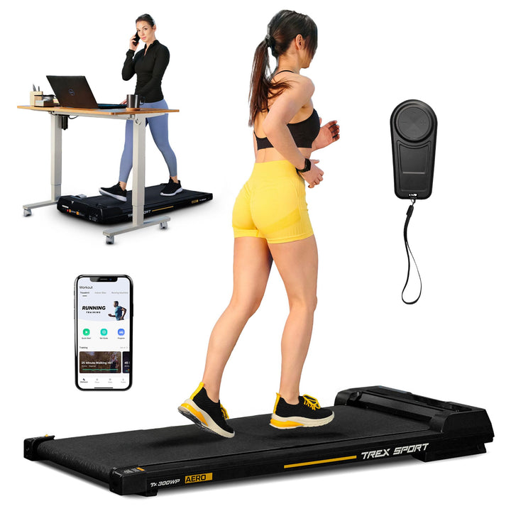 TREX SPORT Walking Pad TX-300WP AERO | Laufband für Schreibtisch mit Fernbedienung, LED-Anzeige, bis