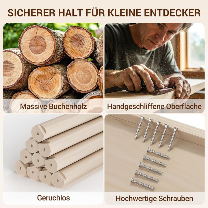 COSYLAND 8-in-1 Montessori Klettergerüst Indoor ab 1 Jahr – Kletterdreieck mit Rutsche, Kletterbogen