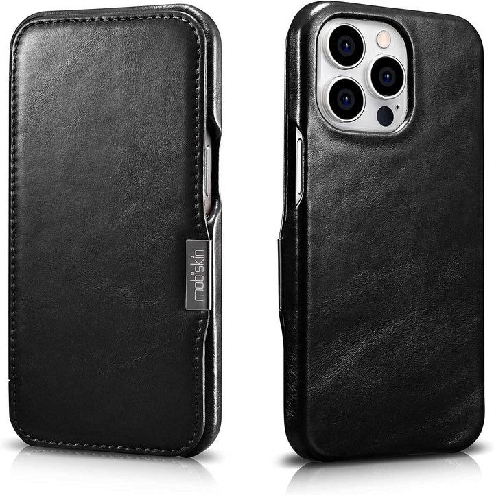 Mobiskin Hülle kompatibel mit Apple iPhone 13 PRO (6,1 Zoll), Handyhülle mit echtem Leder, Case, Sch