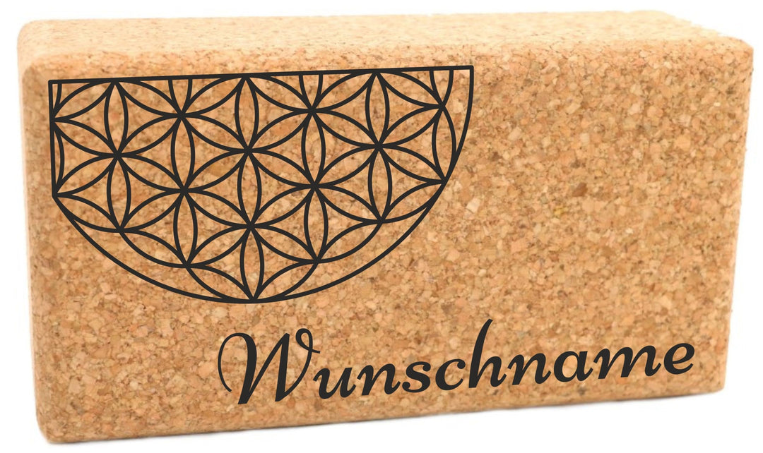 Yogablock Kork personalisert Wunschmotiv + Name - 22.5 x 12 x 7.5cm - Dein eigener Yoga Block mit La