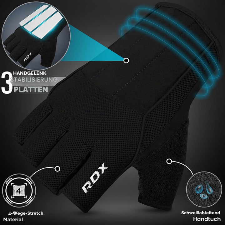 RDX Fitness Handschuhe, Trainingshandschuhe mit 3 Handgelenk-Stabilisierungsplatten, 15 Zoll Langer