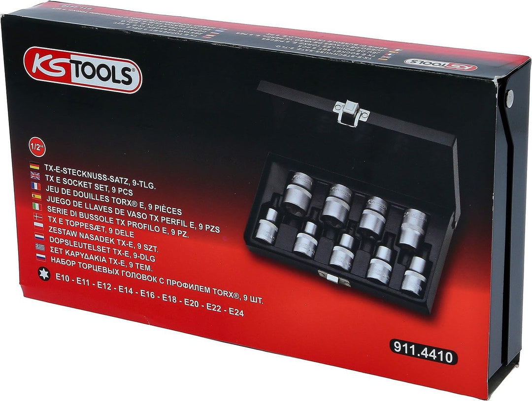 KS Tools 911.4410 1/2" TX-E-Stecknuss-Satz, 9-tlg., E10-E24