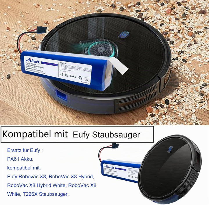 5200mAh Ersatzakku für Eufy Robovac X8, RoboVac X8 Hybrid, RoboVac X8 Hybrid White, RoboVac X8 White