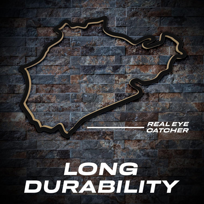 Racetrackart Holzskulptur Deko – Rennstrecke Nürburgring Nordschleife, Wandverzierung, 46 cm, Holzsk